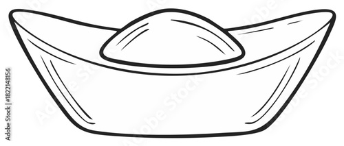 Traditional Chinese Gold Ingot Outline Illustration for Festive Occasions