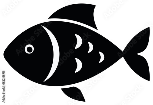 Abstract Black Fish Illustration, Simple Design