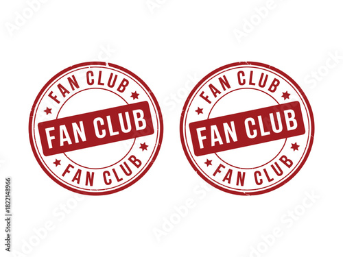 Two identical red fan club stamps with stars on a plain white background