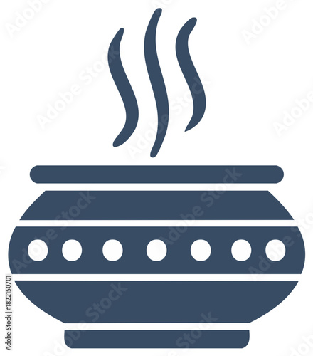 Steaming Food Container Icon Warm Food in Bowl Pot Cuisine Dish Glyph Illustration