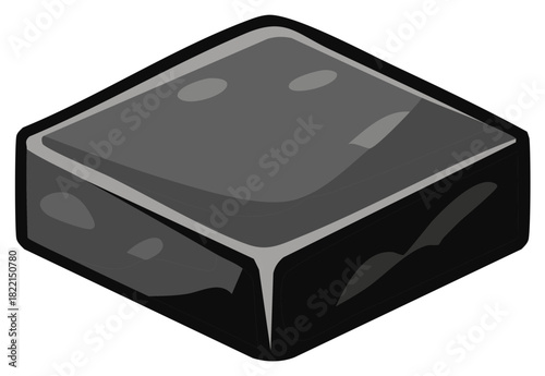 Realistic graphic illustration of a single grey die with rounded edges displaying two dots