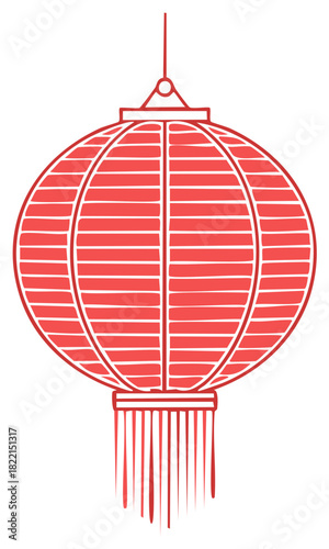 Red Oriental Hanging Lantern with Tassels for Festive Holiday Celebrations Icon