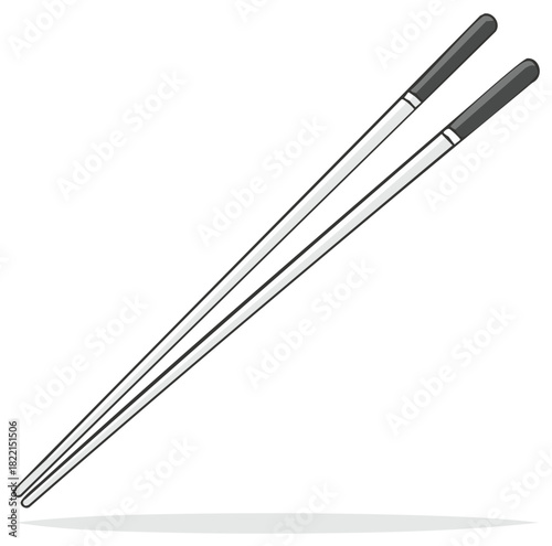Sleek Silver Chopsticks Asian Dining Utensils for Noodles and Sushi Consumption
