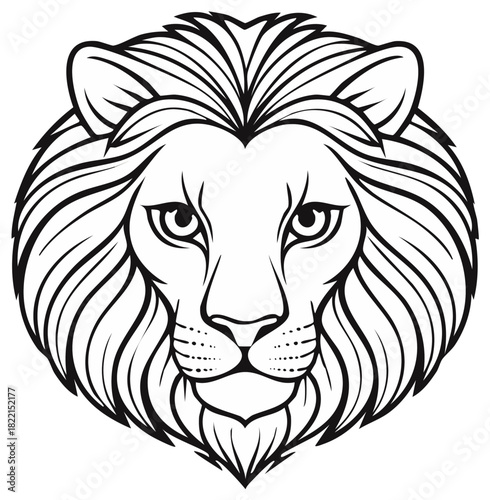 Striking Lion Head Silhouette Majestic Wild Animal Symbol in Bold Outline