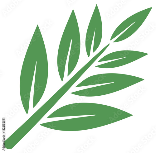 Green leafy branch illustration simple plant element icon