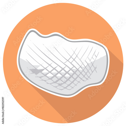Medical gauze pad or sterile dressing flat design vector icon with long shadow