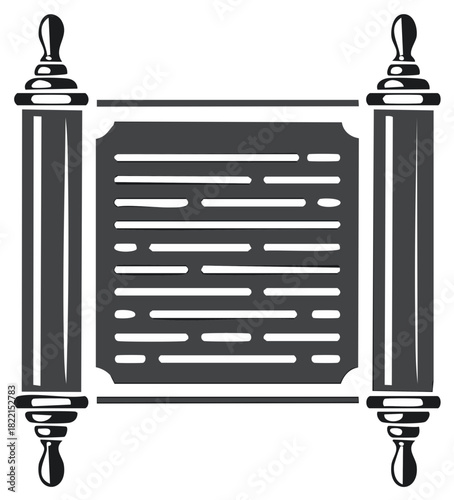 Ancient scroll with text and decorative rollers