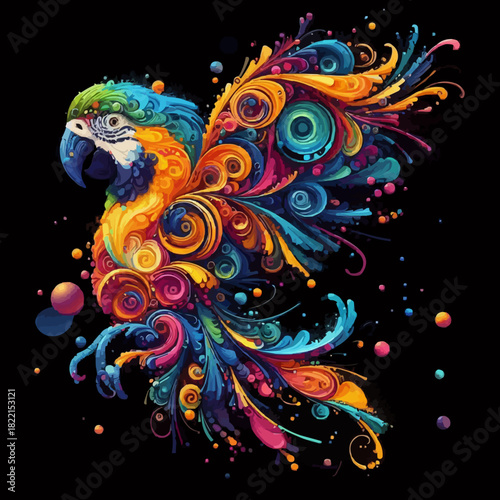 Parrot in bright colors. Abstract vector image of the parrot. T-shirt design. SVG version.