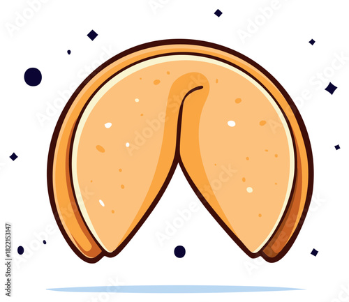 Sweet cartoon fortune cookie illustration representing luck and future prophecy