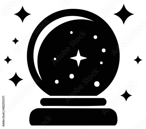 Mysterious Crystal Ball with Stars and Sparkles Illustration