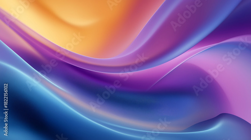 Abstract flowing waves of color in orange, purple, and blue