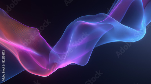 Luminous abstract flowing gradient waves of dots against a dark background.