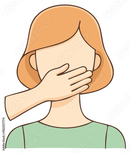 Hand Covers Person's Mouth Silencing Speech Suppression Censorship Illustration