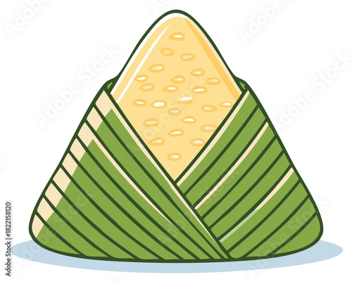 Traditional rice dumpling illustration wrapped in bamboo leaves for Dragon Boat Festival celebrations