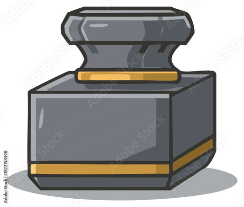 Classic gray and gold inkwell stationary object illustration