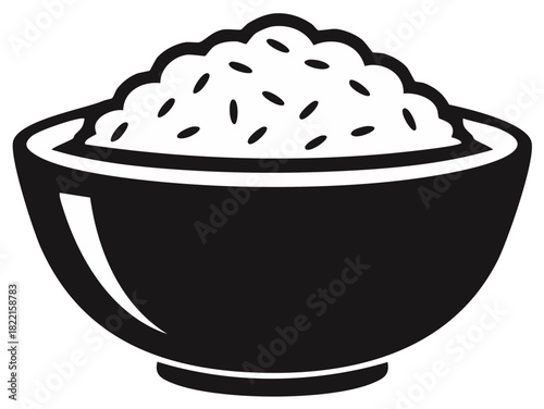 Bowl of Rice Simple Monochrome Illustration