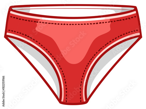 Vibrant red women's underwear illustration comfortable casual feminine apparel