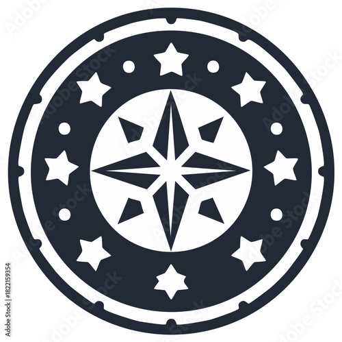 Nautical Compass Star Circle Design: Navigation Symbol Graphic Emblem