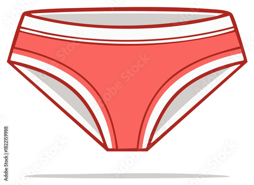 Red and White Cartoon Panties Woman's Underwear Lingerie Garment Apparel Fashion Flat Design Icon