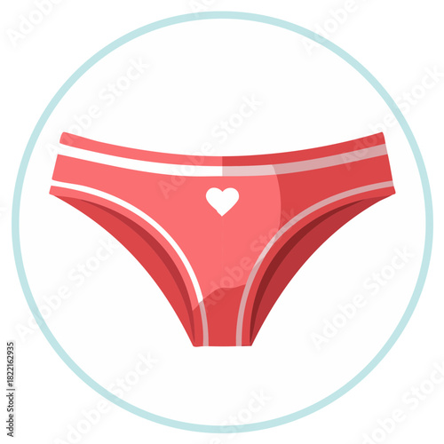 Women's red underwear with heart icon flat design vector illustration