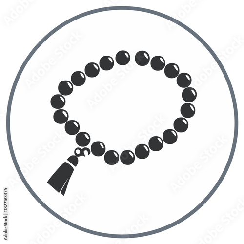 Islamic prayer beads and tassel icon symbolizing spirituality and devotion