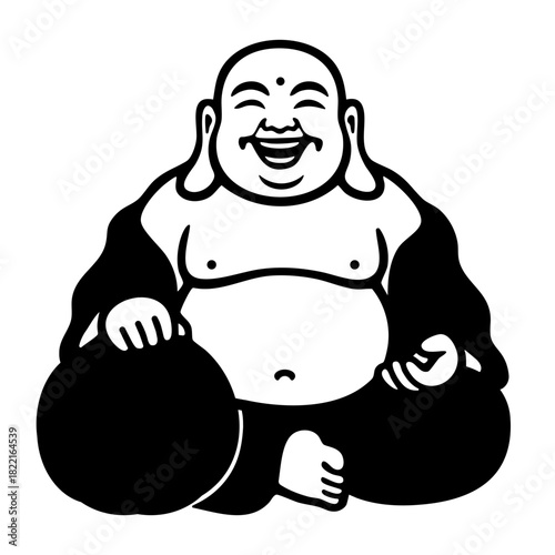 Laughing Buddha Abundance Sack Graphic Illustration