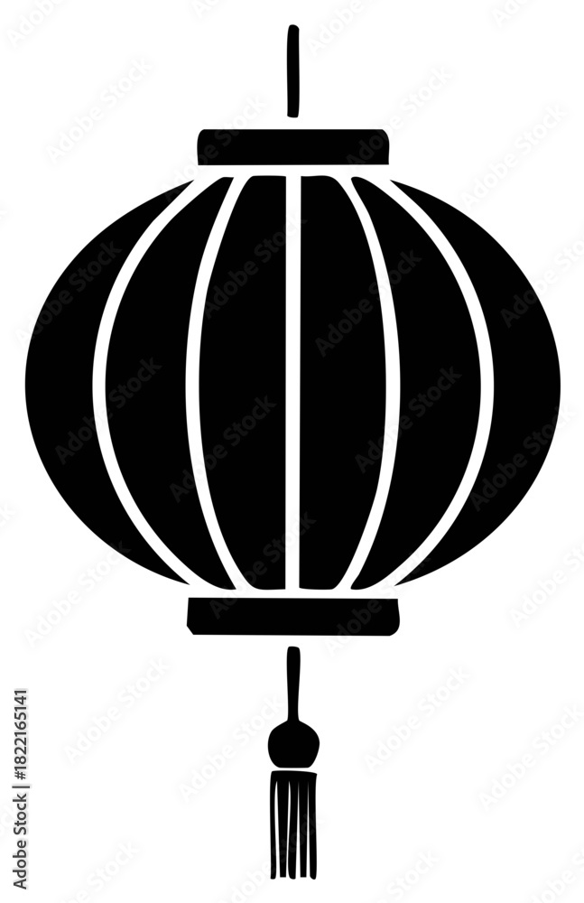 Fototapeta premium Black and white vector illustration of a traditional Chinese lantern
