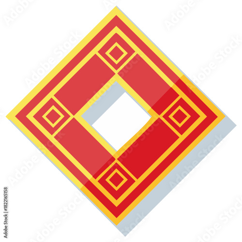 Red and gold Chinese lucky coin charm for Lunar New Year good fortune celebration