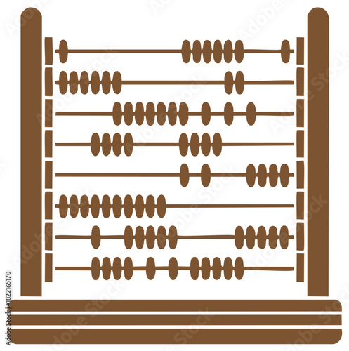 Conceptual Icon of Vintage Abacus with Brown Wooden Frame for Mathematical Calculation or Arithmetic Tasks