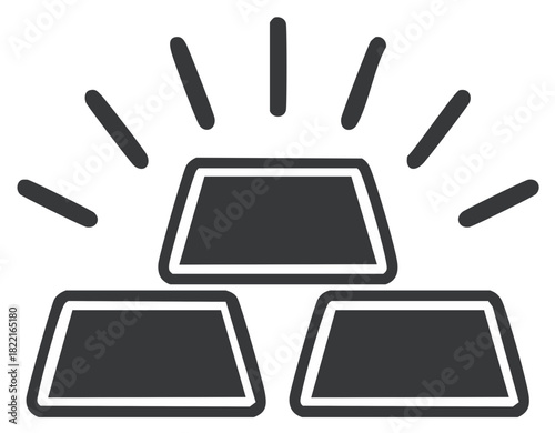 Vector icon of stacked shining gold bars, a symbol of wealth and investment