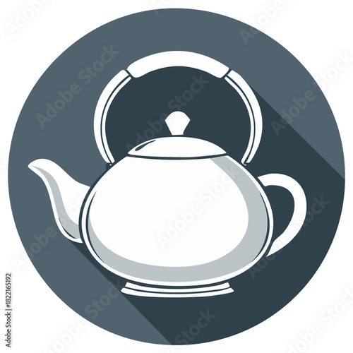 White Kettle Icon with Long Shadow