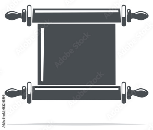 Stylized unfurled scroll icon with blank parchment, ancient document or decree symbol