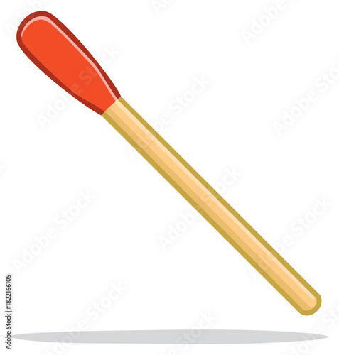 Vibrant Red-Tipped Wooden Matchstick Illustration for Fire, Ignition, and Energy Concepts