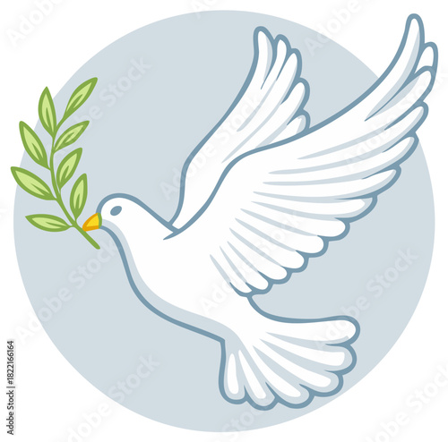 White dove of peace flying with an olive branch vector illustration