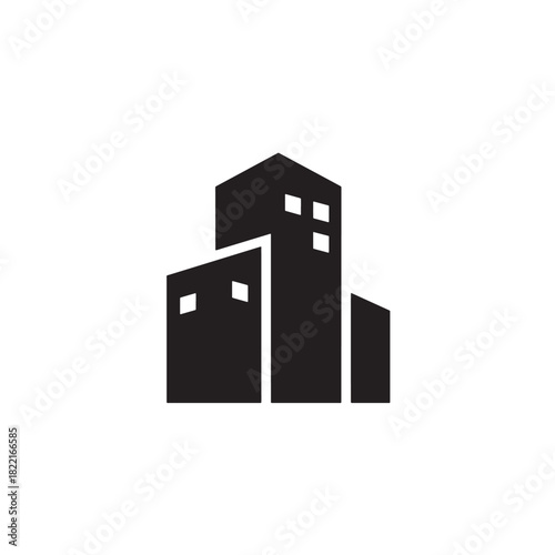 Building silhouette simple block structure icon