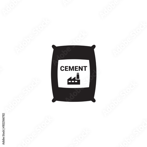 Cement bag silhouette rectangular shape with label icon