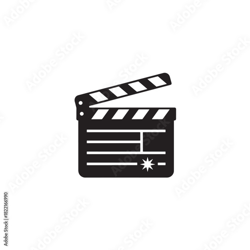 Cinema clapboard silhouette rectangular icon with action symbol