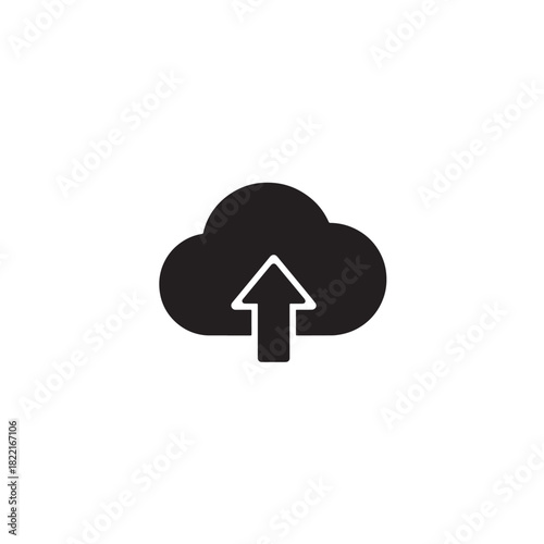 Cloud upload silhouette cloud with upward arrow icon
