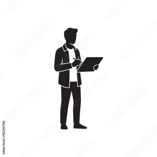 Designer silhouette creative professional with board icon