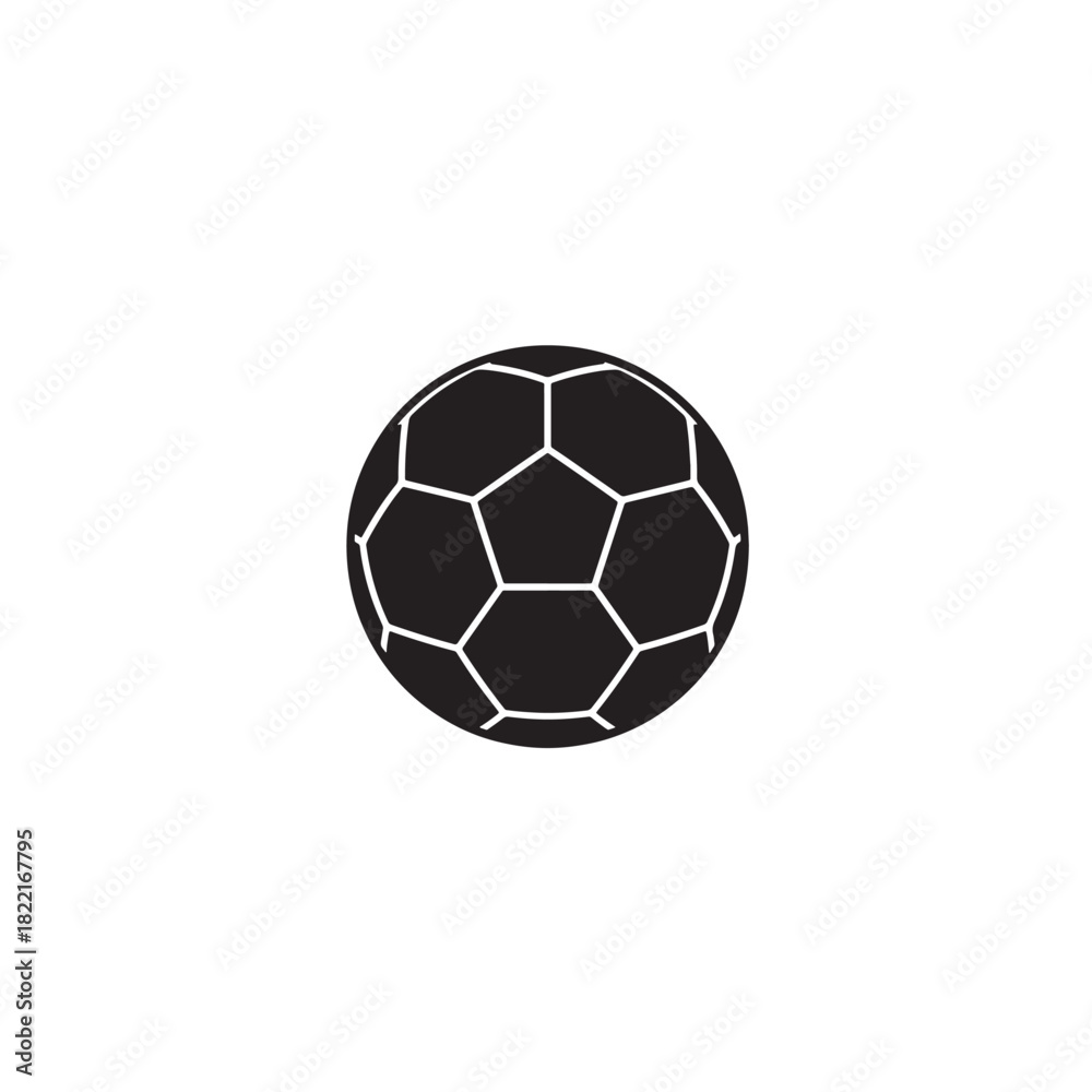 Naklejka premium Football silhouette round ball with hexagons icon