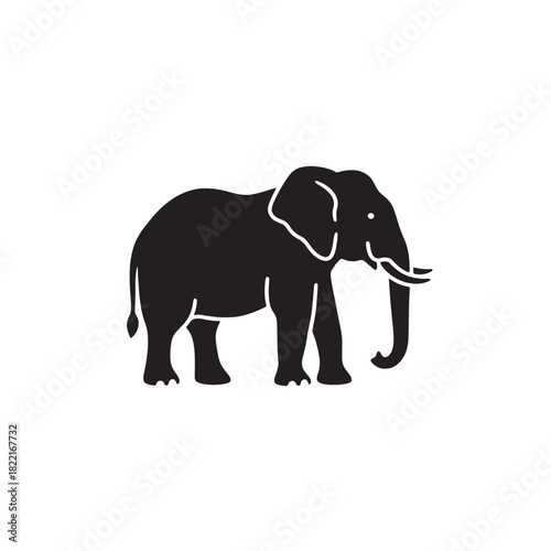 Elephant silhouette large body with trunk shape icon