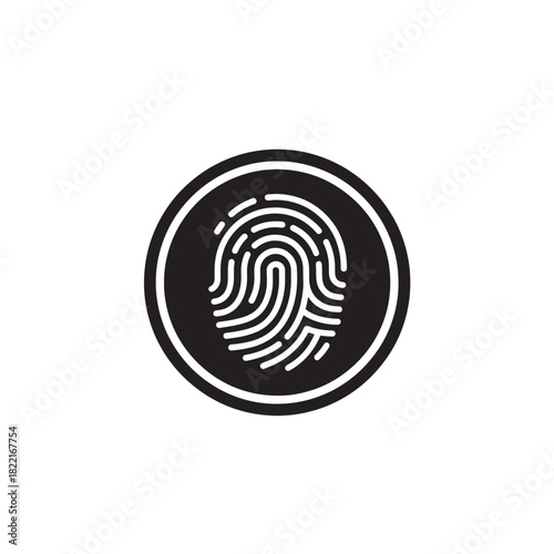 Fingerprint sensor silhouette circular sensor with fingerprint pattern icon