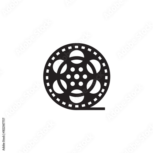 Film reel silhouette simple circular reel with perforations icon