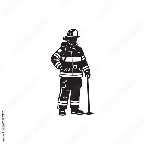 Firefighter silhouette professional helmet figure icon