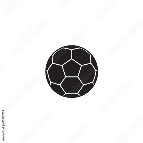 Football silhouette round ball with hexagons icon