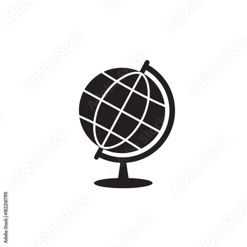 Globe silhouette spherical world shape with meridians icon