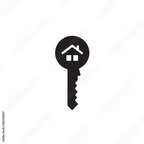 House key silhouette key with house symbol icon