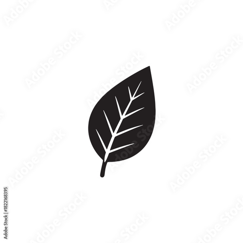 Leaf symbol silhouette eco logo with vein patterns icon
