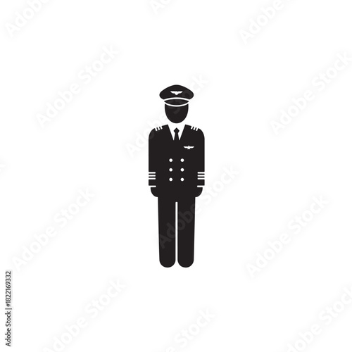 Pilot silhouette aviation professional figure icon