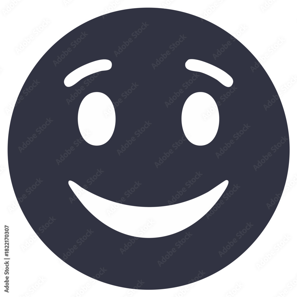 Fototapeta premium Happy Dark Smiley Face Icon Design with Smile and Eyes Joyful Emotional Expression